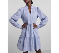 Yas Yas - Vestido de mujer cuello pico 100% algodón orgánico.. Azul Talla 36