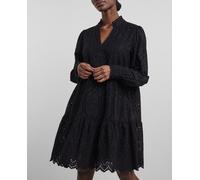 Yas Yas - Vestido de mujer cuello pico 100% algodón orgánico.. Negro Talla 36