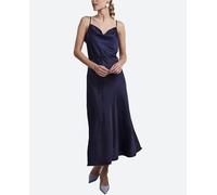 Yas Yas - Vestido largo satinado. Azul marino Talla 40