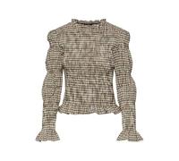 YAS Yaschemma LS - Blusa para Mujer, Color ponche de Huevo/Detalle: Cuadros, Talla XS, Ponche de Huevo/Detalles: Cuadros, XS