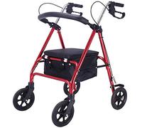 YAsao Andador Vertical Plegable, Andador con Ruedas liviano, Carrito de Compras para Personas Mayores, Carrito, Puede Sentarse en Cuatro Ruedas, Andador Plegable para Personas Mayores (Rojo) (Rojo)