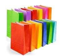 Yasashii 24 bolsas de regalo de papel kraft de 5.5 x 3.2 x 9.5 pulgadas, 8 colores, pequeñas bolsas de regalo de fiesta arcoíris para cumpleaños, Navidad, fiesta, boda, baby shower, regalos, almuerzo,