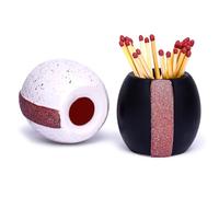 Yasgok Soporte de cerámica para cerillas con golpeador (juego de 2) | Bonita caja decorativa | Partidos para velas en un tarro | Regalos modernos de decoración del hogar | Cerillas no incluidas
