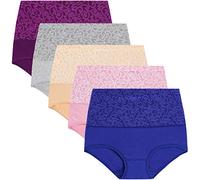 YaShaer Bragas Mujer Calzoncillos de algodón de Cintura Alta para Mujer con Control de Abdomen, Calzoncillos de recuperación de sección C, Paquete de 5 (Multicolore 04, XX-Large)