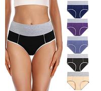 YaShaer Braguita Talle Alto Algodón para Mujer Culotte Bragas de Cintura Alta Cómodo Tallas Grandes 5 Pack