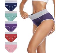 YaShaer Braguita Talle Alto Algodón para Mujer Culotte Bragas de Cintura Alta Cómodo Tallas Grandes 5 Pack