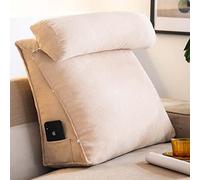 YASHANG Almohada de Cuña Triangular para Lectura Cojín con Cuello Ajustable, Cojín de Respaldo con Soporte de Espalda para Sofá Cama, Cabecero, Almohadas de Soporte Lumbar (champán)