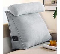 YASHANG Almohada en Cuña Almohada Triangular de Lectura Cojín con Cuello Ajustable, Cojín de Respaldo de Soporte para la Espalda para Sofá Cama, Cabecero Almohadas de Soporte Lumbar (gris)