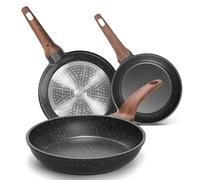 YASHE Batería de Cocina de 3 Sartenes de Granito(20/24/28cm), Inducción