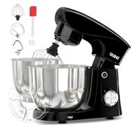 YASHE Batidora Amasadora 1500W, 4,5 + 5L Doble Bol de Acero Inoxidable, 10+P Velocidades, Movimiento Planetario, Cabezal Inclinable, Gancho para Masa, Batidor y Varillas