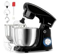 YASHE Batidora Amasadora 1500W, 4,5 + 5L Doble Bol de Acero Inoxidable, 10+P Velocidades, Movimiento Planetario, Cabezal Inclinable, Gancho para Masa, Batidor y Varillas