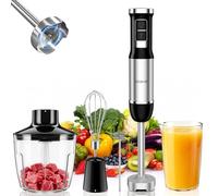 YASHE Batidora de Mano 1000W, Batidora de Inmersión 5 en 1 con 6 Velocidades y Modo Turbo, Picadora 500 ml, Vaso Medidor 600 ml, Batidor, Espumador de Leche y Cuchillas de Acero Inoxidable
