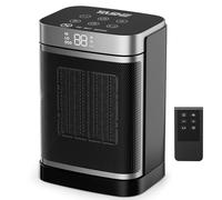 YASHE Calentador Eléctrico PTC de 1500 W con ventilador y ahorro de energía, oscilación de 70°, termostato, control remoto, protección contra sobrecalentamiento y vuelco, temporizador de 1 a 24 h