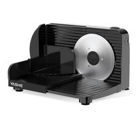 YASHE Cortafiambres Plegable, Hoja Dentada Inoxidable De 17 Cm, Negro | Cortadora De Fiambre, Grosor Ajustable 0-15 Mm, Pies Antideslizantes Y Cable Almacenable, Diseño Compacto, 180W