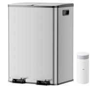 YASHE Cubo de Basura para Cocina de Doble Compartimento con Tapa, 2x20L Cubo de Reciclaje, Cubo con Pedal y 20 Bolsas, Cubos Internos Extraíbles, Cierre Suave