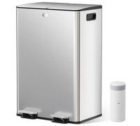 YASHE Cubo de Basura para Cocina de Doble Compartimento con Tapa, 2x30L Cubo de Reciclaje, Cubo con Pedal y 20 Bolsas, Cubos Internos Extraíbles, Cierre Suave