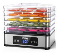 YASHE Deshidratador de Alimentos, 5 Bandejas de Acero Inoxidable, Temporizador y Temperatura Ajustables, Flujo de Aire 360°, Sin BPA, Deshidratadora 400W para Carne Seca, Frutas, Hierbas, Snacks