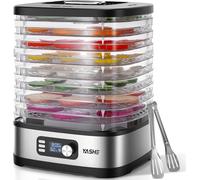 YASHE Deshidratador de Alimentos 8 Bandejas, Tiempo y Temperatura Ajustables 72H, Incluye Rejillas de Malla, Bandeja de Fruta y Pinzas de Acero Inoxidable para Jerky, Frutas, Verduras, Carne, Sin BPA