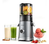 YASHE Extractor de Zumos Prensado en Frío 600W, Boca XL 152 mm para Frutas y Verduras Enteras, Filtro 3 en 1 (Zumo, Sorbete, Leche Vegetal), Alto Rendimiento, Apto Lavavajillas, Sin BPA