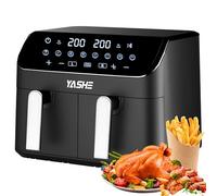 YASHE Freidora de Aire con Compartimento Doble, 9L Dual Air Fryer con Función SYNC, 8 en 1 Preajustes de Cocción Pantalla Táctil Freidora Aire, Cocción Rápida y Saludable Freidora Sin Aceite