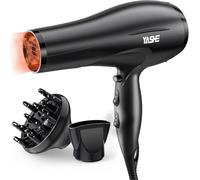 YASHE HD-8009BF Secador de Pelo Profesional, Secador de Pelo Iónico de Salón de 2400W con Difusor y Boquilla, Secado Rápido con 2 Velocidades, 3 Ajustes de Calor y Botón de Frío