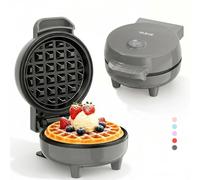 YASHE Mini gofrera de 550 W, con revestimiento antiadherente, luz indicadora, mango de tacto frío, gofrera compacta para desayunos, postres y aperitivos, color gris