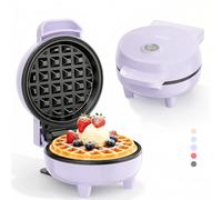 YASHE Mini gofrera de 550 W, con revestimiento antiadherente, luz indicadora, mango de tacto frío, gofrera compacta para desayunos, postres y aperitivos, color morado