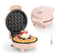 YASHE Mini gofrera de 550 W, con revestimiento antiadherente, luz indicadora, mango de tacto frío, gofrera compacta para desayunos, postres y aperitivos, color rosa