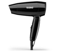 YASHE Mini Secador de Pelo Plegable, Secador Pelo de Viaje Ligero con 2 Modos de Calor y Flujo de Aire, Boquilla Concentradora, Cable 1,8 m y Anilla, 1200W