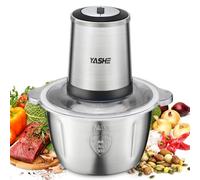 YASHE Picadora Eléctrica 500W, Procesador de Alimentos Eléctrico con Bol de Acero Inoxidable de 1,8L, Picadora de Carne con 4 Cuchillas Dobles, 2 Velocidades