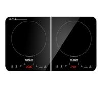 YASHE Placa de Inducción Doble Portátil 3500W - Cocina Eléctrica de Sobremesa con Control Táctil, Diseño Ultra Slim, 10 Niveles de Temperatura y Temporizador de 180 Min - Ideal para Camping, Caravanas