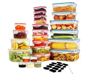 YASHE Recipientes de Plástico Alimentos Herméticos, Juego de 50 Piezas, Botes Cocina Almacenaje con Tapa, Sin BPA, 100% a Prueba de Fugas, Reutilizables y Lavables en el Lavavajillas