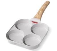 YASHE Sartén para panqueques de 4 agujeros, sartén antiadherente para huevos fritos, sartén de aluminio duradero con mango resistente al calor, utensilios de cocina multifunción para el desayuno