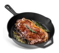 YASHE Sartén Plana de Hierro Fundido de 26 cm, Sartén Resistente para Sellar Bistecs, Asar Carnes, Ideal para Cocina Interior y Exterior