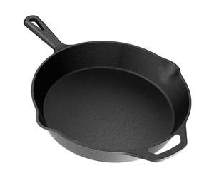 YASHE Sartén Plana de Hierro Fundido de 26 cm, Sartén Resistente para Sellar Bistecs, Asar Carnes, Ideal para Cocina Interior y Exterior