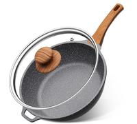 YASHE Sartén Profunda de Granito 30 cm con Tapa - Antiadherente, Compatible con Inducción, Mango Resistente al Calor con Asa Lateral para Mejor Agarre y Control