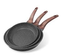 YASHE Set de 3 Sartenes Antiadherentes de 20/24/30 cm con Revestimiento de Granito - Compatibles con Inducción, Ligeras, Duraderas y Saludables para Cocina Diaria