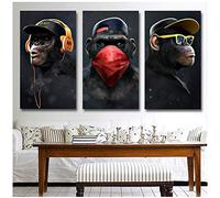 YaShengZhuangShi Cuadro Animal Impreso Lienzo Pintura Estilo nórdico Moderno Divertido Pensamiento Mono Pared Arte Cartel para Sala de Estar decoración del hogar 3x60x80 cm sin Marco