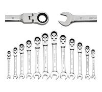 Yashong Juego de llaves de trinquete métricas de cabeza flexible de 8 a 19 mm, 12 piezas, llave de trinquete profesional de acero al cromo vanadio, kit combinado con bolsa suspendida portátil