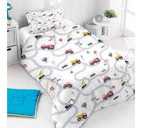 Yasida - Funda nórdica para coche, 120 x 150 cm, diseño de tractor, ropa de cama, con letreros de señalización y caminos, para cama adolescente, funda nórdica de microfibra, 120 x 150 + 1 funda de