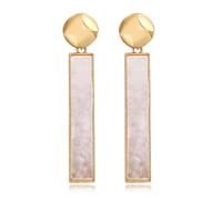 YasiIm Pendientes colgantes de concha blanca redondos ligeros de moda para mujeres y niñas, regalos de metal, encantadores, bohemios, geométricos, retro (estilo I)
