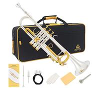 Yasisid Bb - Juego de trompeta estándar para profesional intermedio, instrumento de trompeta musical de latón con estuche duro, kit de limpieza, boquilla 7C, paño y guantes (cuproníquel)