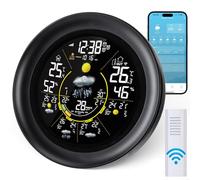 Yaskyly Estaciones meteorológicas WiFi con sensor al aire libre, monitor inalámbrico de temperatura y humedad del Reino Unido con presión de aire, lluvia, índice UV, pronóstico meteorológico de 5 días