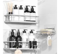 YASONIC Estante de ducha sin taladrar, 3 unidades, estante de ducha inoxidable sin taladrar, estante de baño de gran capacidad, estante de baño, soporte para champú, soporte para ducha, cocina,