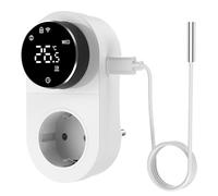 Yasorn Termostato WiFi con enchufe 240V, controlador de temperatura LED con mando giratorio, enchufe inteligente con sensor,control por voz,calefacción y refrigeración, apto para invernaderos/acuarios