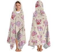 Yasrlvun Axolotl - Toallas con capucha para niños, 127 x 76 cm, poncho, toallas para niños, adolescentes, toalla de playa para piscina, bonita toalla de baño con diseño de ajolote