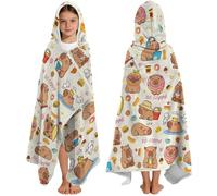 Yasrlvun Capybara - Toallas con capucha para niños, 127 x 76 cm, poncho para niños, adolescentes, toalla de playa para piscina, bonita toalla de baño Capybara