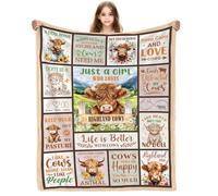 Yasrlvun Manta de vaca de las tierras altas para mujeres y hombres, 50 x 60 pulgadas de alto, manta de ganado para viajes a casa, mantas para amantes de las vacas de las tierras altas