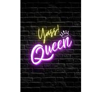 Yass Queen Journal: Violet Neon Light Design in Black: 120 Lined Pages, 6" x 9", Matte Cover