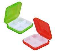 YATEICBC 2 pastilleros de plástico para uso diario con 4 compartimentos, pastillero portátil de viaje, pastillero de bolsillo, organizador de medicamentos